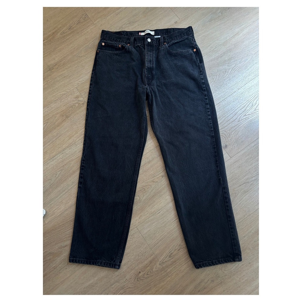 Levis 550 Relaxed Fit Black Denim Jeans Mens 38x32 Tapered Leg 90s Denim